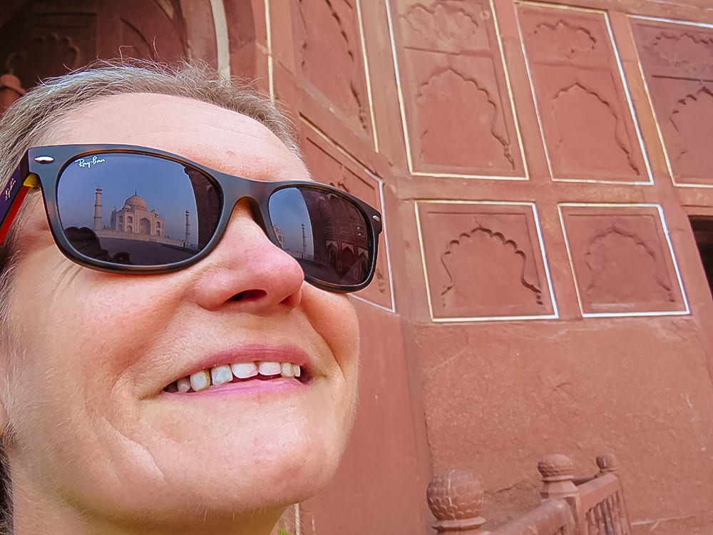 Reflection of Taj Mahal in Ray Bans