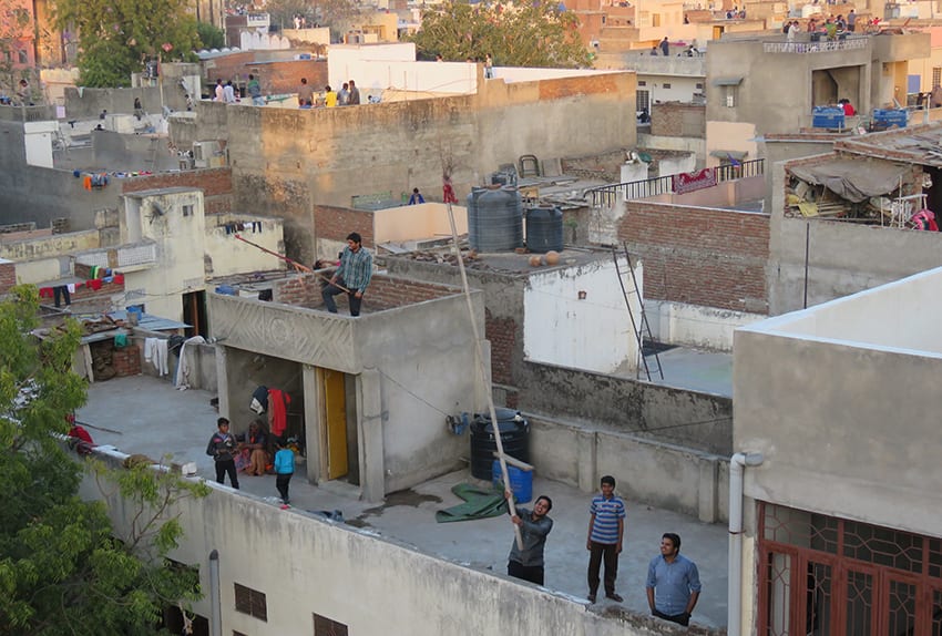 Poles for catching kites during the Kite Festival Jaipur