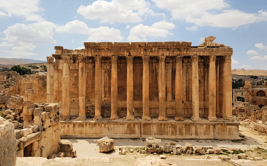 The Baalbek Bacchus temple  with 12 columns in with 
