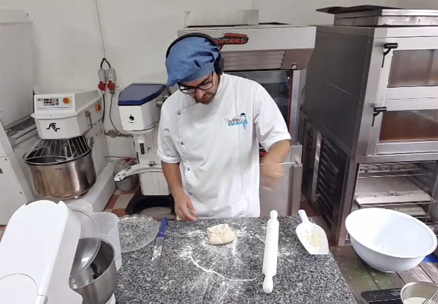 Joao preparing the dough