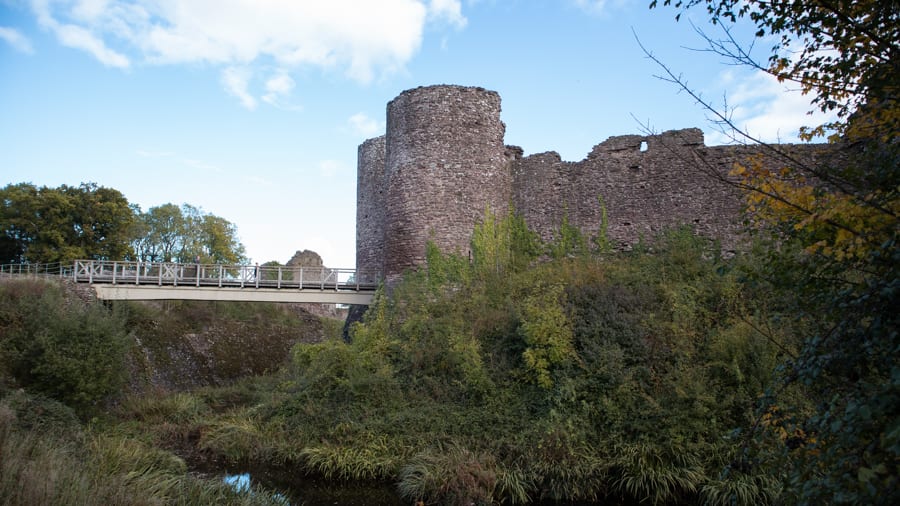The ruins of White Castle with deep moat and bridge