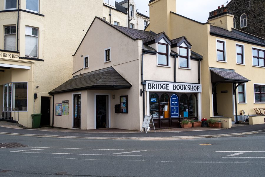 The cream building of Bridge Bookshop in Port Erin Isle of Man