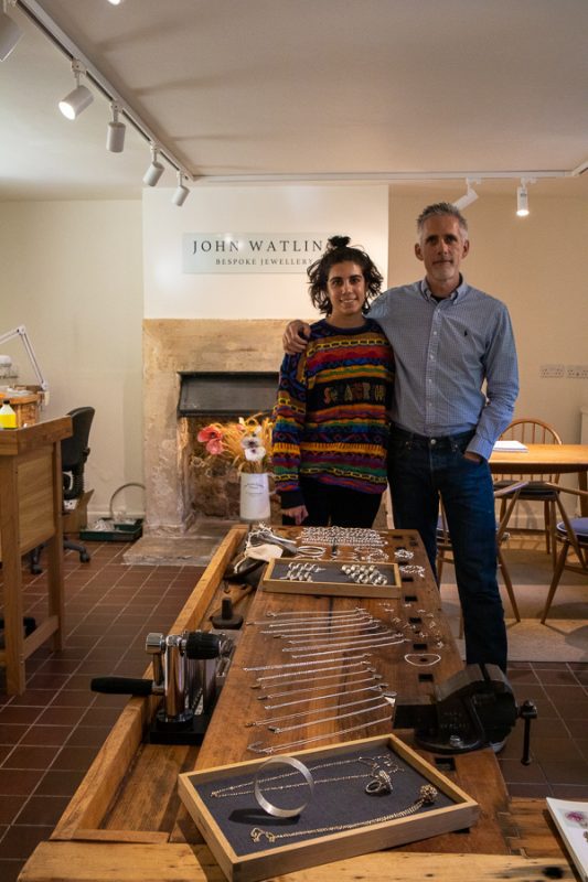 John Watling and his daughter with his bespoke jewellery
