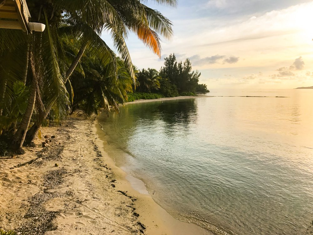 beach in Guanaja at sunset