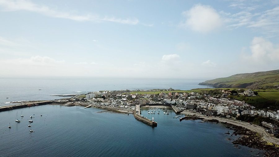 aerial photograph of harbour at Port St Mary