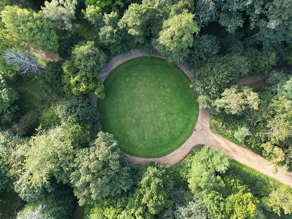 The circular Sunken Bowling Green at Heythrop Park