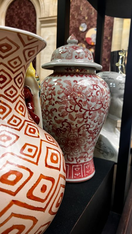 Ginger jars in the reception of the Heythrop Park