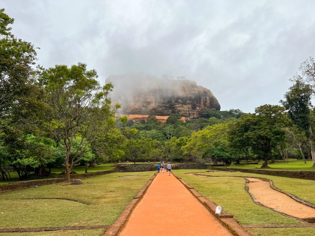 The red cinder path through the gardens at Lion Rock, Sigiriya