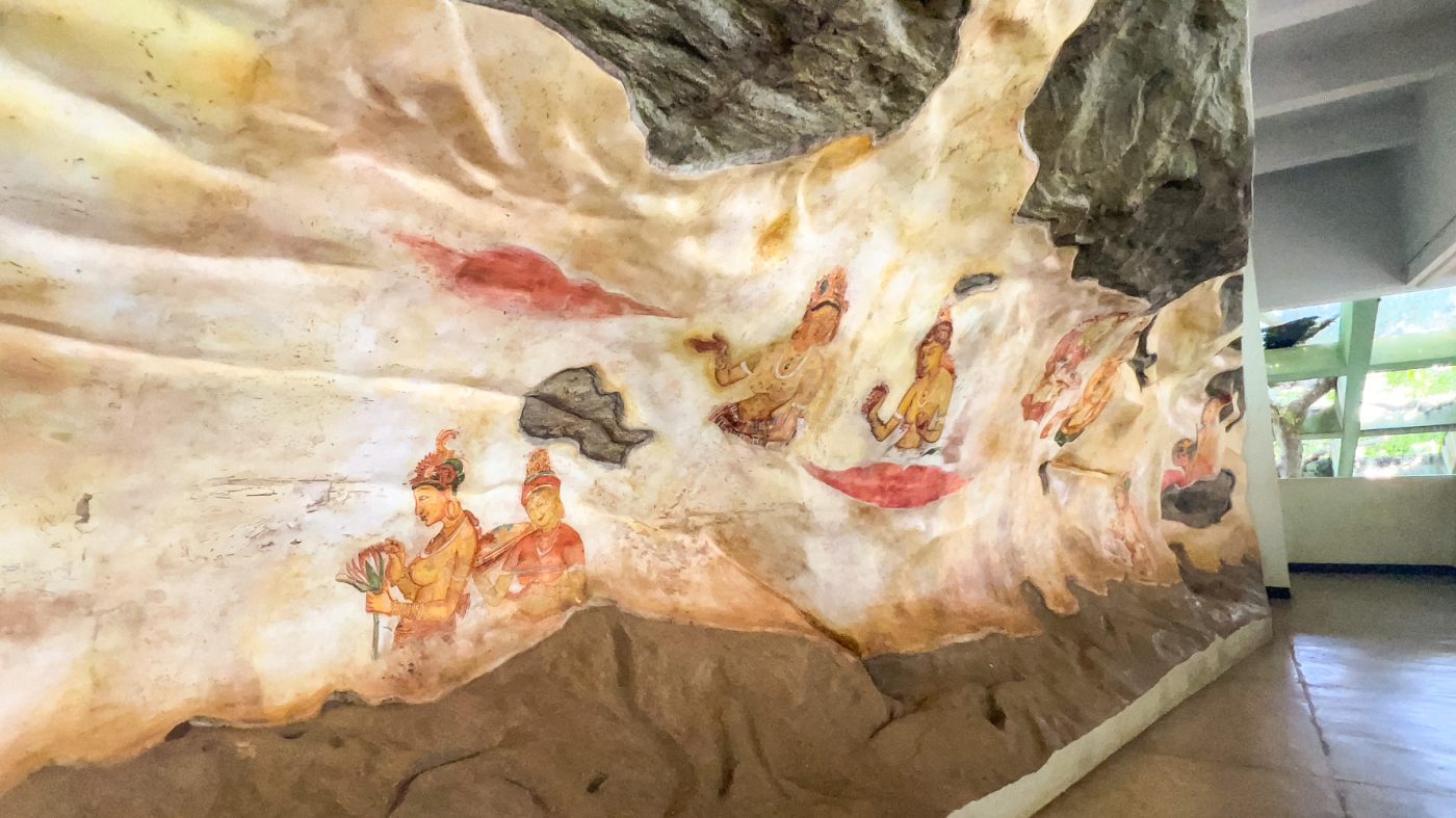 The view of the frescoes in the museum