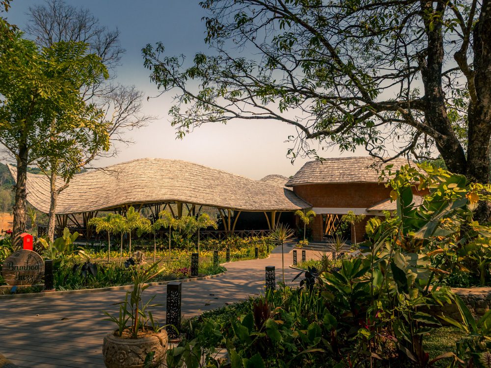 Bamboo Buzz restaurant at Timbertales with undulating roofs
