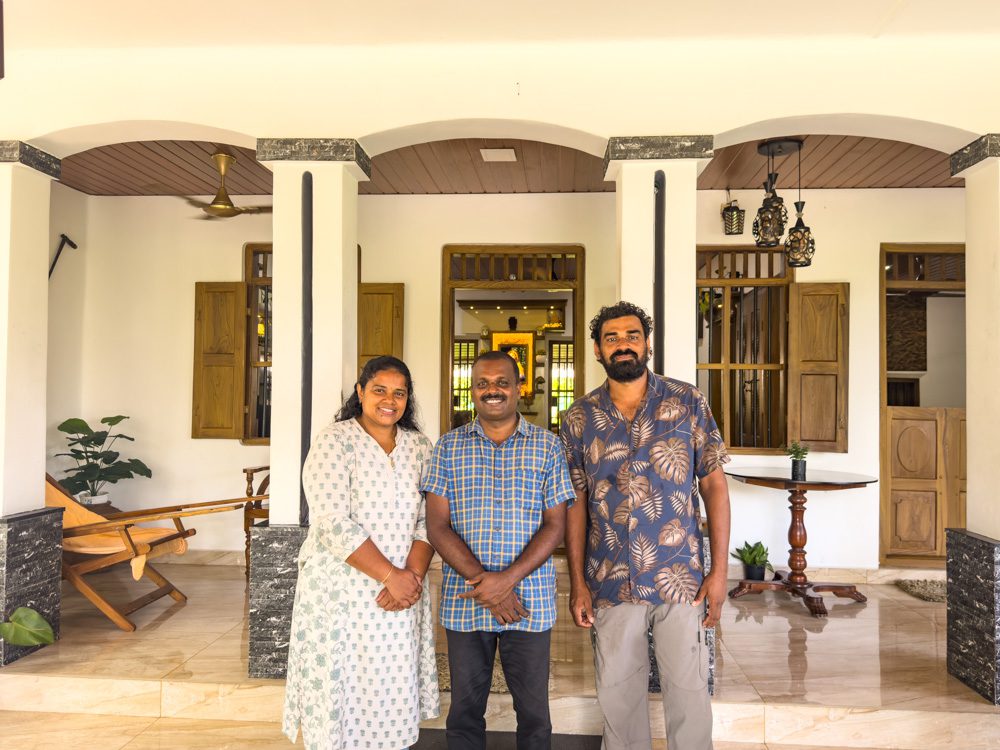 Dhanya and Prasanth with their cousin, my hosts for breakfast