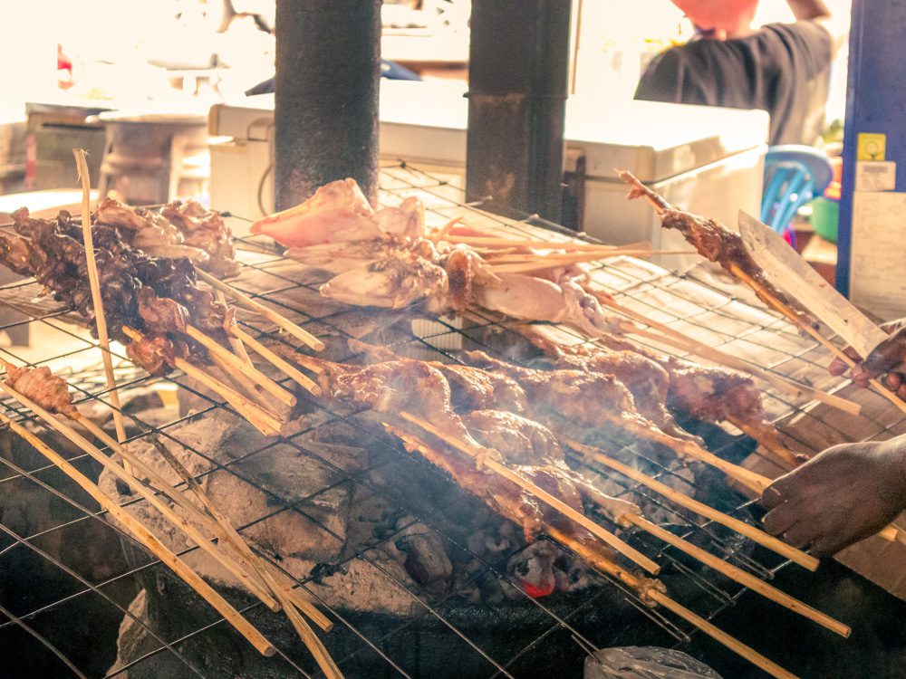 Muchomo - cooking the chicken on sticks